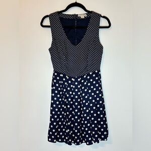 Navy Polka Dot Sleeveless Dress by Double Zero Sz Small